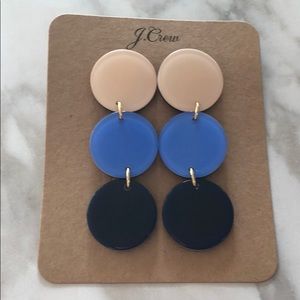 NWT J Crew Tri Color Acrylic Disk Earrings